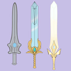 Different versions of the sword of protection from She-Ra